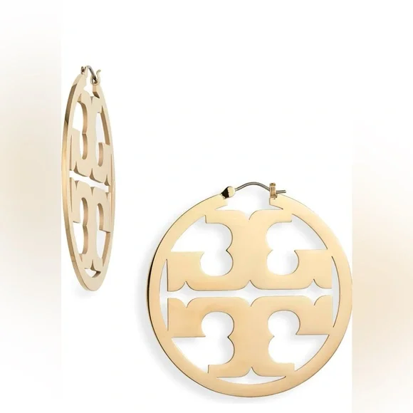 Tory Burch Jewelry Tory Burch Miller Logo Hoop Earrings Poshmark